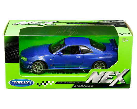 Welly 1:24 Nissan Skyline GT-R R34 (Blue) - M & J Toys Inc. Die