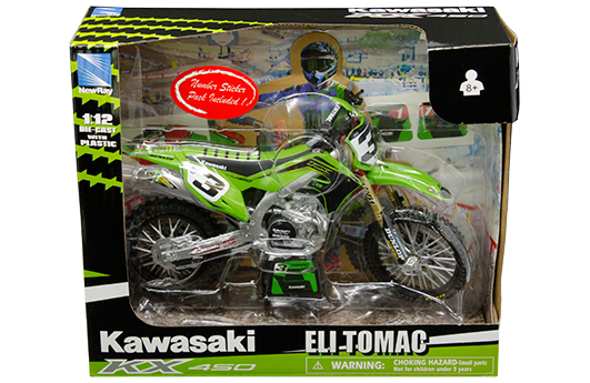 Moto Miniature Kawasaki 450 KXF Eli TOMAC 1/6 NewRay - Cdiscount