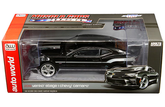 Auto World 1:18 Muscle Cars U.S.A. - 2018 Yenko Stage 1 Chevrolet Camaro  (Black with Silver Stripes on Hood)