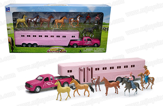 pink truck and horse trailer toy