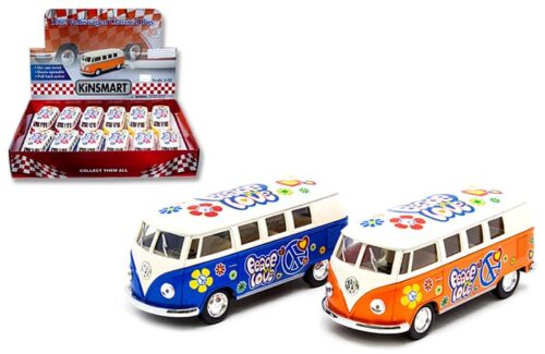 Kinsmart 1:32 1962 Volkswagen Classic Bus Flowers – Display Tray Set of 12