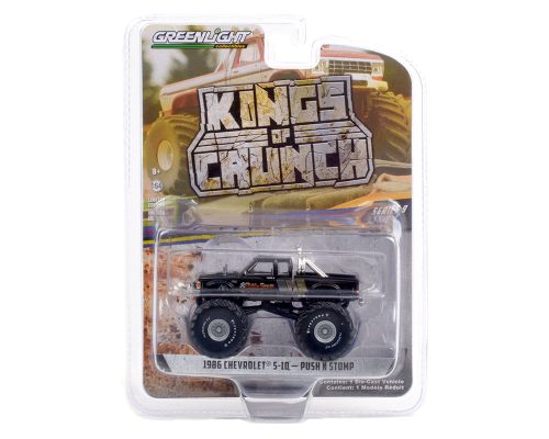 Greenlight 1:64 Kings of Crunch Series 9 – Push N Stomp – 1986 Chevrolet S-10 Extended Cab Monster Truck – Black