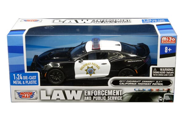 Motormax 1:24 W/B – Law Enforcement and Public Service – 2017 Chevrolet Camaro ZL1 – California Highway Patrol (CHP) (Black/White) – MiJo Exclusives