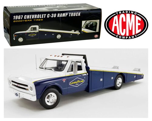 ACME 1:18 1967 Chevrolet C-30 Ramp Truck Goodyear – Blue and White