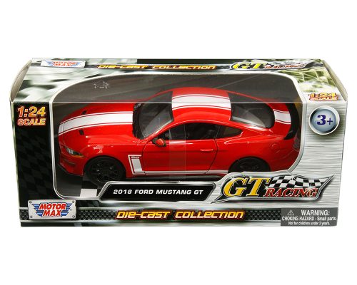 Motormax 1:24 2018 Ford Mustang GT – Red with white stripes – GT Racing