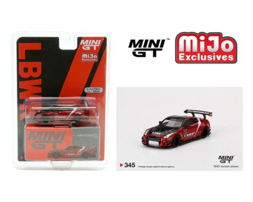 Mini GT 1:64 LB Works Nissan GT-R R35 Type 2, Rear Wing Ver. 3 – Red with LB Livery 2.0 LHD – MiJo Exclusives – Limited to 3600 pieces