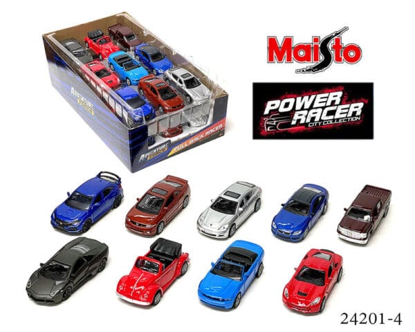 Maisto 4.75″ Power Racer Pullback Action Assortment 4