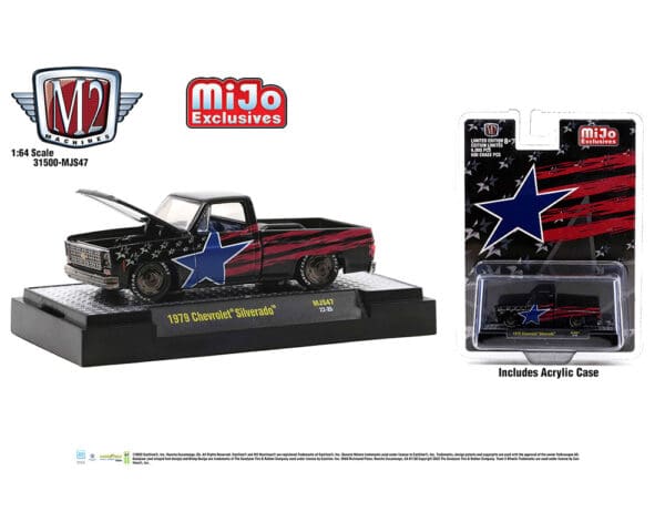 M2 Machines 1:64 1979 Chevrolet Silverado Pickup Stars and Stripes – Auto-Thentics – MiJo Exclusives