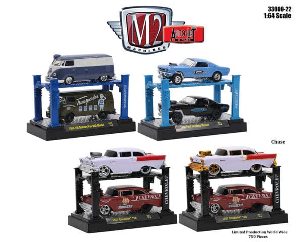 M2 Machines 1:64 Auto-Lifts 2-Pack with 2 Cars Release 22