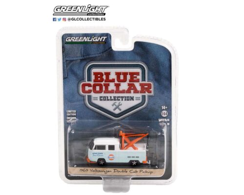 Greenlight 1:64 Blue Collar Collection Series 10 – 1969 Volkswagen Double Cab Pickup – Gulf Towing