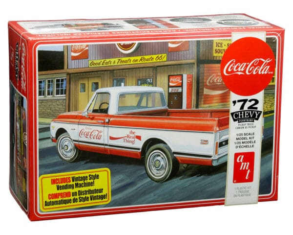 AMT Model Kit 1:25 1972 Chevrolet Fleetside Pickup Truck With Vending Machine & Crates Coca-Cola