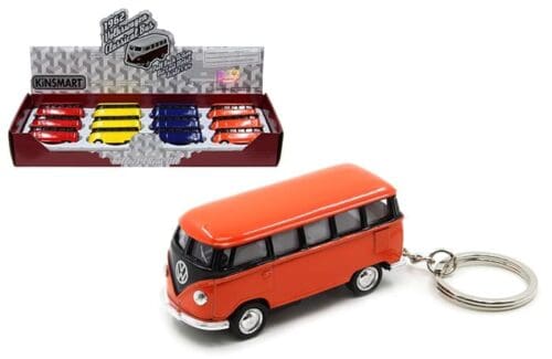 Kinsmart 2.5″ 1962 Volkswagen Classical Bus (keychain)1:64 – Display Tray Set of 12