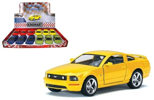 Kinsmart 1:38 2006 Ford Mustang GT Solid Colors 5″ – Display Tray Set of 12