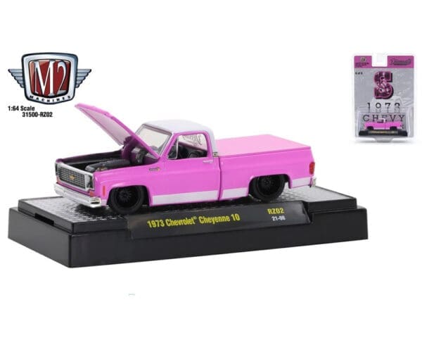 M2 Machines 1:64 Riverside Show Exclusives 1973 Chevrolet Cheyenne 10  “S ” Pink Limited 6,000 Pieces