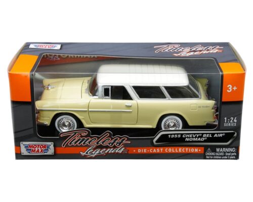 Motormax 1:24 1955 Chevrolet Nomad – Yellow with White Top – Timeless Legends