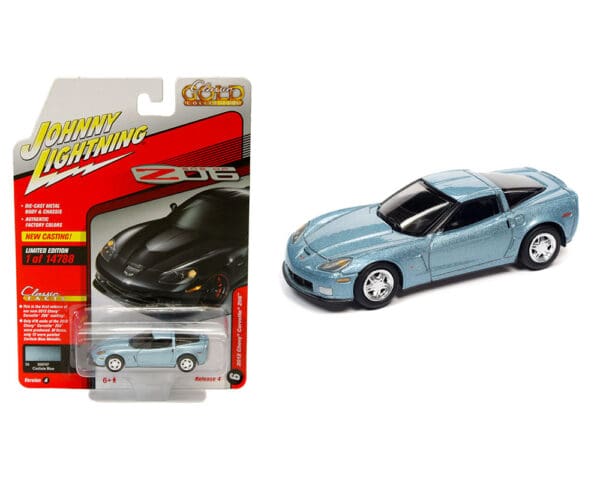 Johnny Lightning 1:64 2012 Chevrolet Corvette Z06 (Carlisle Blue Metallic) – Classic Gold 2021 Release 4 Version A – Limited Edition 1 of 14788