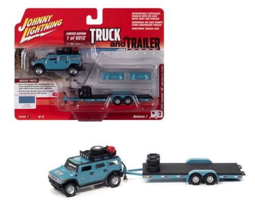 Johnny Lightning 1:64 Truck & Trailer Hummer H2  with Open Trailer