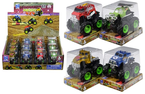 New Ray 1:72 Monster 4X4 in PVC Covers – Display Tray Set of 12