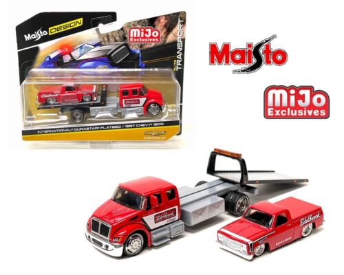 Maisto 1:64 International Durastar Flatbed With 1987 Chevy Silverado 1500 Edelbrock Limited 3,600 – Mijo Exclusives – Elite Transport