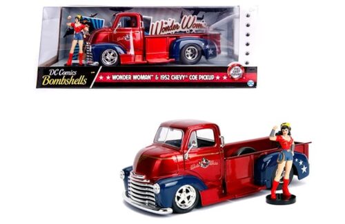 Jada 1:24 1952 Chevrolet Coe with Wonder Woman Figure – DC Comics Bombshells – Hollywood Rides