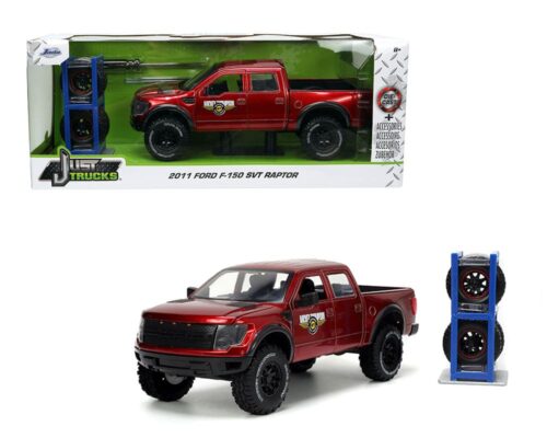 Jada 1:24 2011 Ford F-150 SVT Raptor (Red) – Just Trucks with extra wheels & Rack