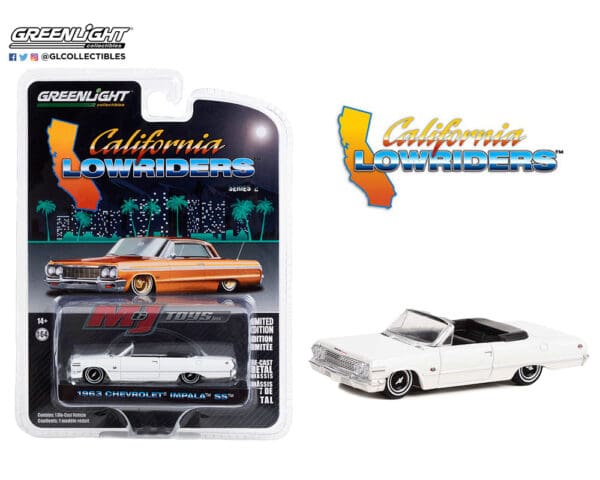 Greenlight 1:64 California Lowriders Series 2 – 1963 Chevrolet Impala SS Convertible (White)