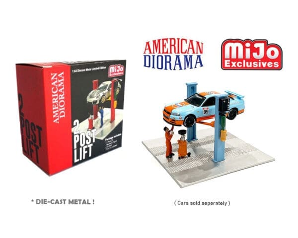 American Diorama 1:64 Mechanic Figure With 2 Post Lift with Oil Drain –  Mijo Exclusives