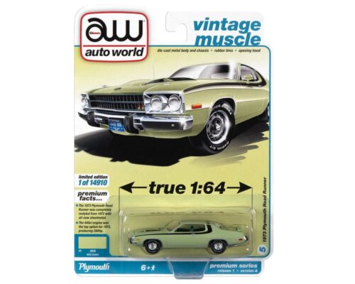 Auto World 1:64 1973 Plymouth Roadrunner – Vintage Muscle – Solid Pack