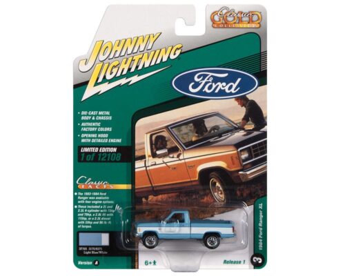 Johnny Lightning 1:64 1984 Ford Ranger XL (Light Blue – White ) – Classic Gold 2022 Release 1 Version A Limited Edition