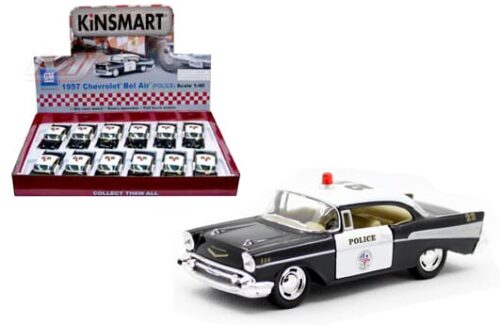 Kinsmart 1:40 1957 Chevrolet Bel Air Police – Display Tray box of 12