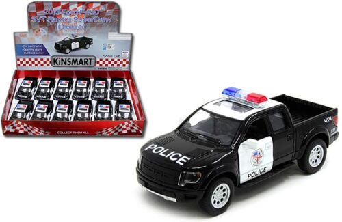 Kinsmart 1:46 2013 Ford F-150 SVT Raptor Supercrew Police 4.5″ – Display Tray Set of 12