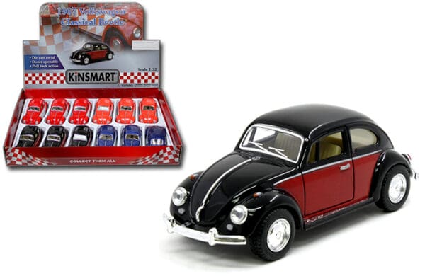 Kinsmart 1:32 1967 Volkswagen Classical Beetle 2 Tones 5″ – Display Tray Set of 12