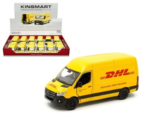 Kinsmart  1:48 Mercedes-Benz Sprinter DHL Edition 5″ – Display Tray Set of 12