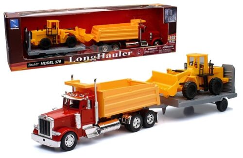 New Ray 1:32 Peterbilt 379 Dump Truck W/ Wheel Loader – Long Haul Truckers