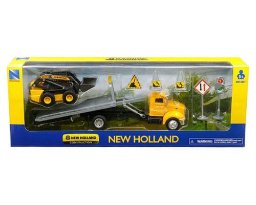 New Ray 1:43 Peterbilt Roll Off W/ New Holland Skid Loader