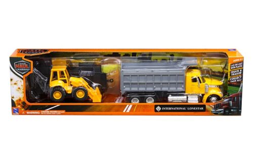 New Ray 1:43 International Dump Truck with Wheel Loader – Long Haul Trucker