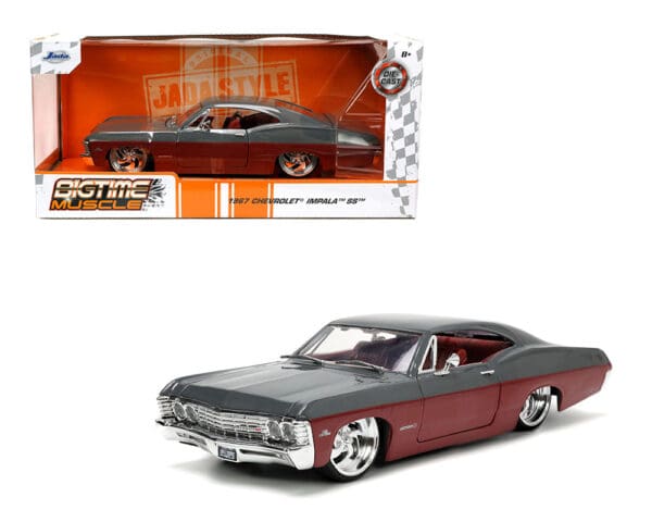 Jada 1:24 1967 Chevrolet Impala SS (Grey and Red Two-Tone) – Bigtime Muscle