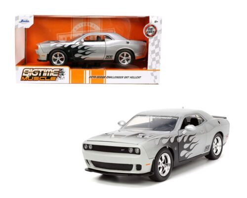 Jada 1:24 2015 Dodge Challenger SRT Hellcat (Silver with Black Flames) – Bigtime Muscle