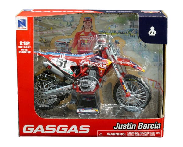 New Ray 1:12 GasGas MC 450F (Red) Troy Lee Designs #51 Justin Barcia – Red Bull Racing – Motorcycle