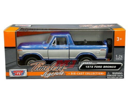 Motormax 1:24 1978 Ford Bronco Ranger XLT (blue and silver two-tone) with spare wheel – Timeless Legends