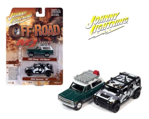 Johnny Lightning 1:64 Theme 2 Pack – Off Road 1969 Chevy Blazer & 2004 Hummer H2 B