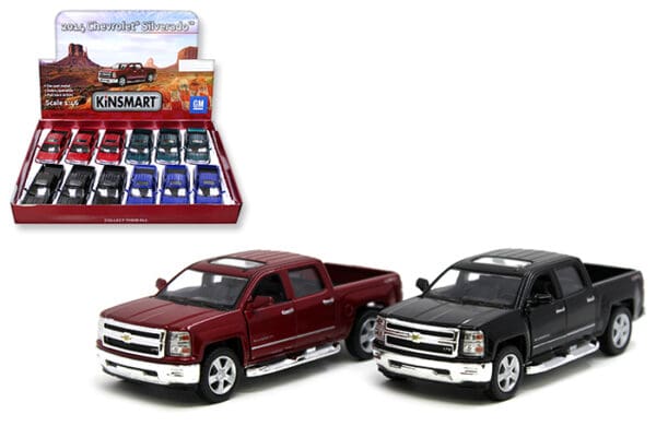 Kinsmart 1:46 2014 Chevrolet Silverado 5″  – Display Tray Set of 12