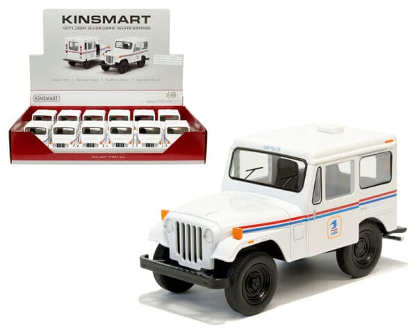 Kinsmart 1:26 1971 Jeep DJ-58 USPS White Edition – Display Tray Set of 12