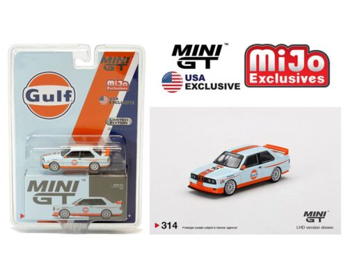 Mini GT 1:64 BMW M3 E30 Gulf LHD – MiJo Exclusives – USA Exclusive – Limited Edition