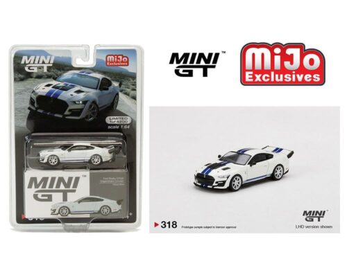 Mini GT 1:64 Ford Shelby GT500 Dragonsnake Concept (Oxford White with Blue Stripes) – MiJo Exclusives