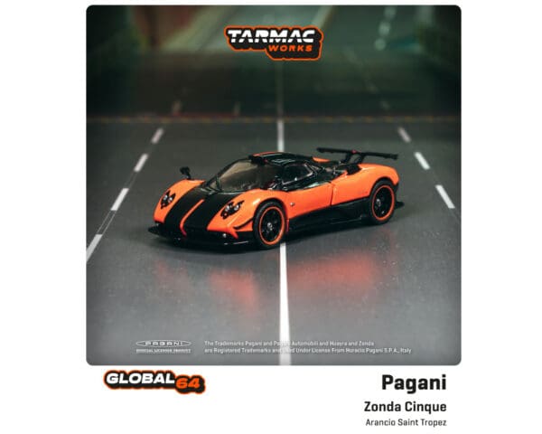 Tarmac Works 1:64 Global64 Pagani Zonda Cinque Arancio Saint Tropez