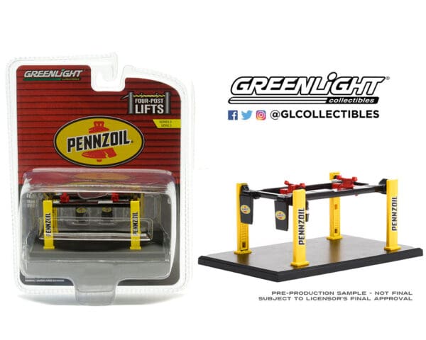 Greenlight 1:64 Auto Body Shop Four-Post Lifts Series 3 – Pennzoil