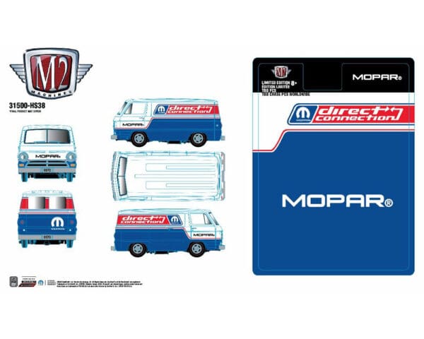 (Preorder) M2 Machines 1:64 1970 Dodge A100 Panel Van (Red/White/Blue) MOPAR Direct Connection – Hobby Exclusive