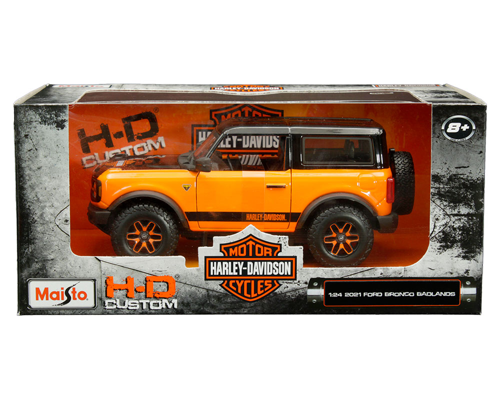 Maisto 1:24 2021 Ford Bronco Badlands (Black/Orange Two-Tone) -  Harley-Davidson Custom - M u0026 J Toys Inc. Die-Cast Distribution |  Specializing in Die-cast Collectibles Since 1987