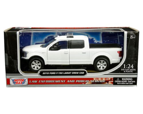 Motormax 1:24 2019 Ford F-150 Lariat Crew Cab with Lightbar (White) – Law Enforcement and Public Service